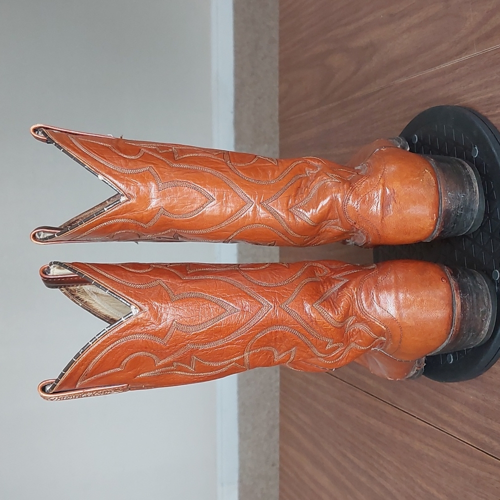 Dan Post 9.5d Vintage Solid Brown Leather Western… - image 3